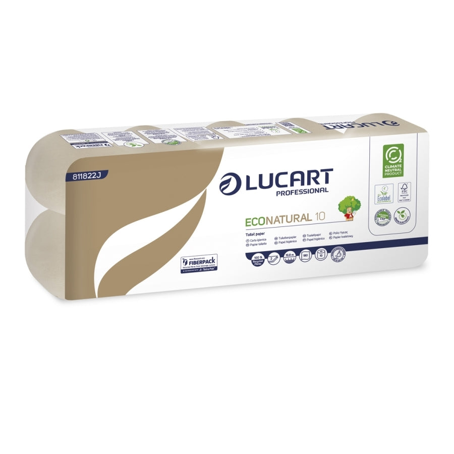 Toiletpapir EcoNatural 2-lag 19.8m Genbrugsfiber svagt parfumeret,12 pk x 10 rl/krt