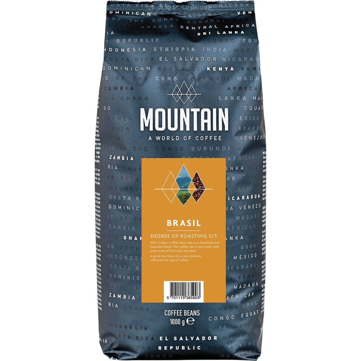 ☕ BKI Mountain Brasil Hele Bønner 1kg – Rig Kaffeoplevelse