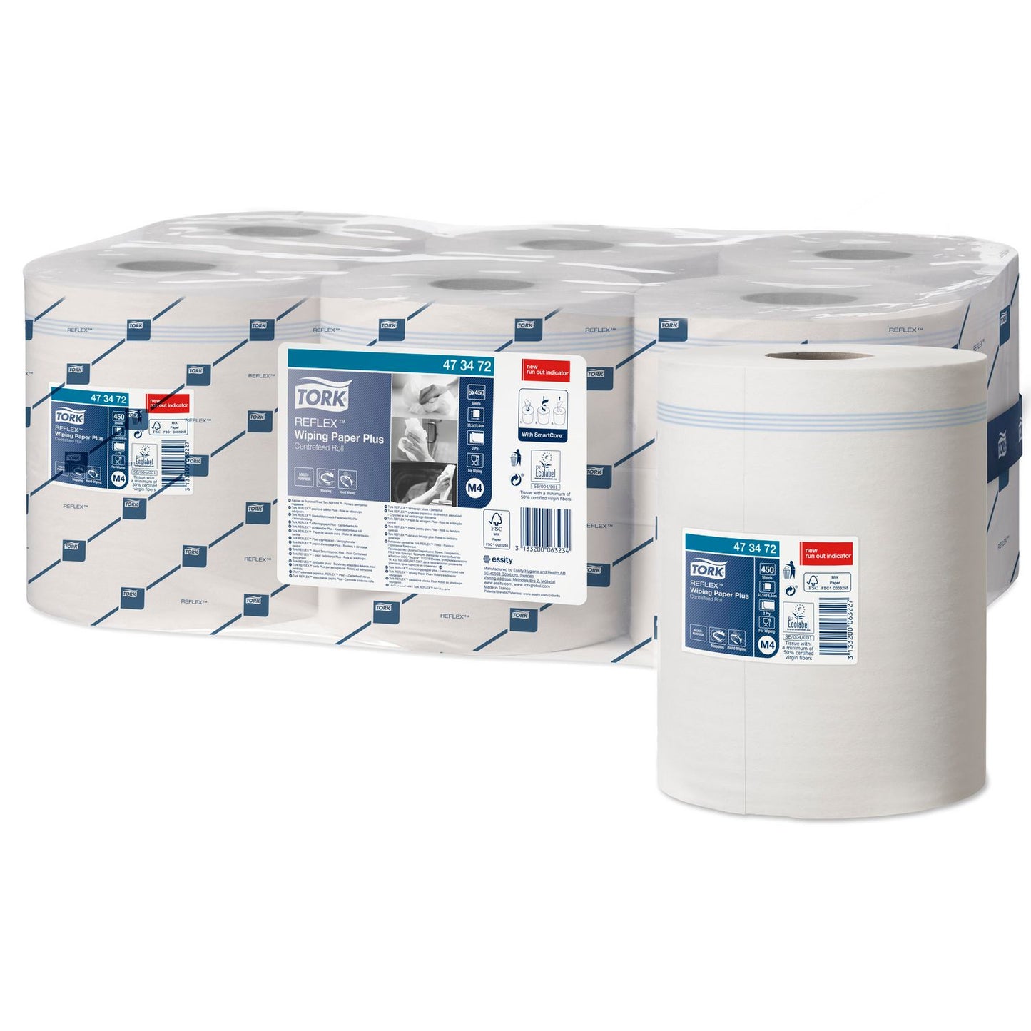Håndklæderulle Tork Reflex Plus M4 2-lag Ø18.5x19.4cmxL150.8m Genbrug Hvid,6 rl/krt