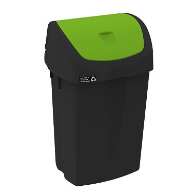Affaldsbeholder Nordic Recycle 15 ltr Sort grøn vippelåg,stk