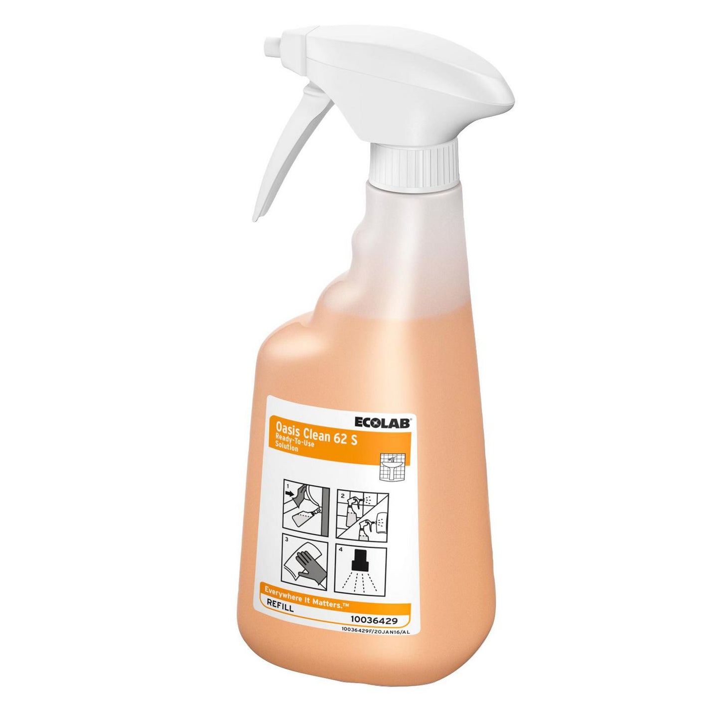 Flaske Tom Skum 650ml med Tryk uden Hoved Klar til Oasis Clean 62 S,1 stk