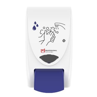 Dispenser manuel Cleans Hands Foam hvid med blå trykknap til 2ltr patron,stk