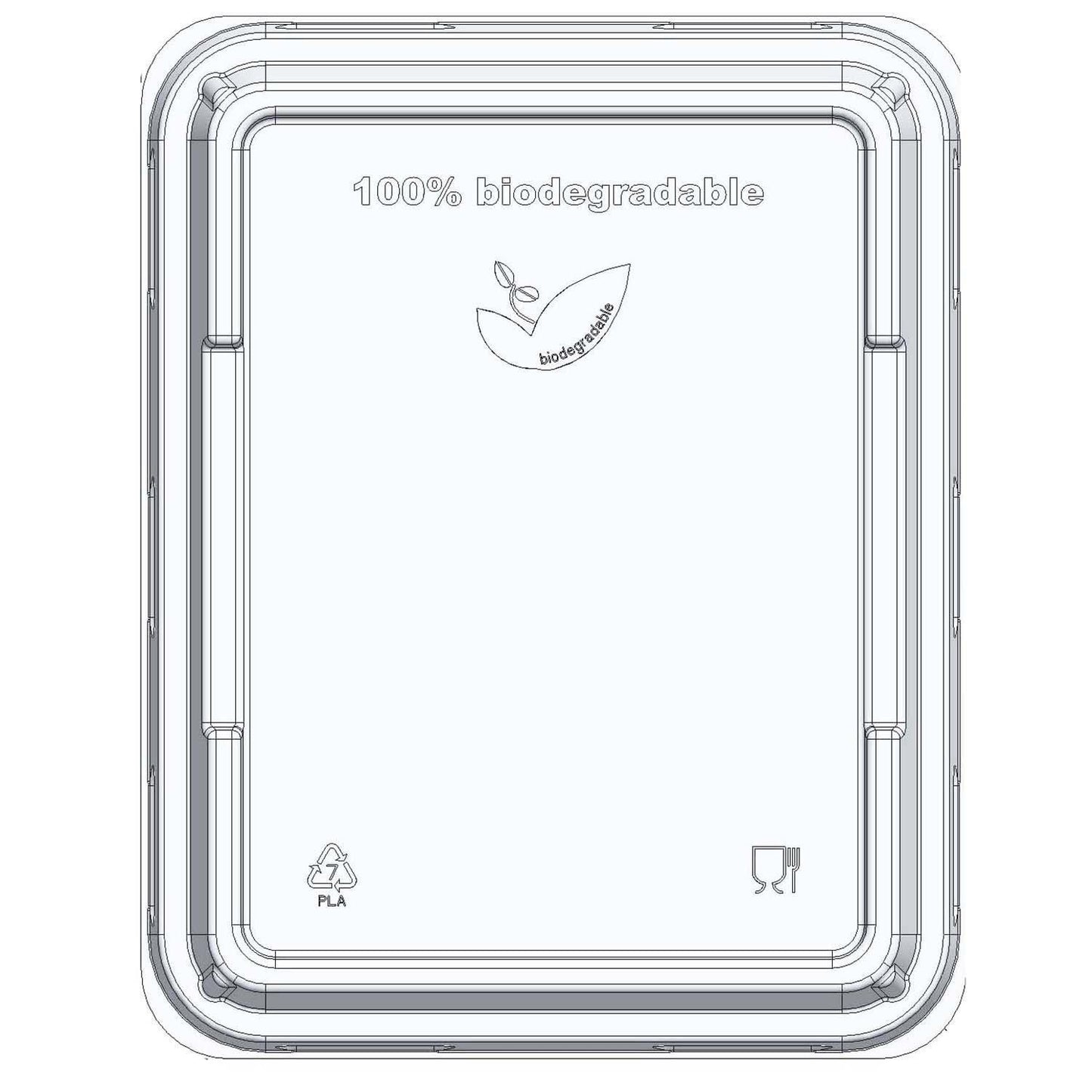 Plastlåg 227x178x22 mm PLA klar til bakker af træfibermasse,270 stk/krt