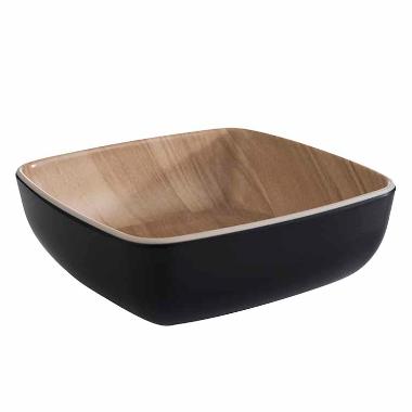 Skål Frida 0.37 ltr 12.5x12.5x4.5 cm Melamin Sort/Trælook,stk