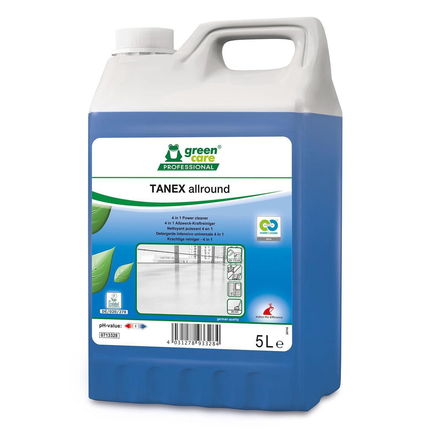 Universalrengøring Tanex Allround 4-i-1 Ecolabel med parfume 5 ltr Blå,5 ltr/dnk