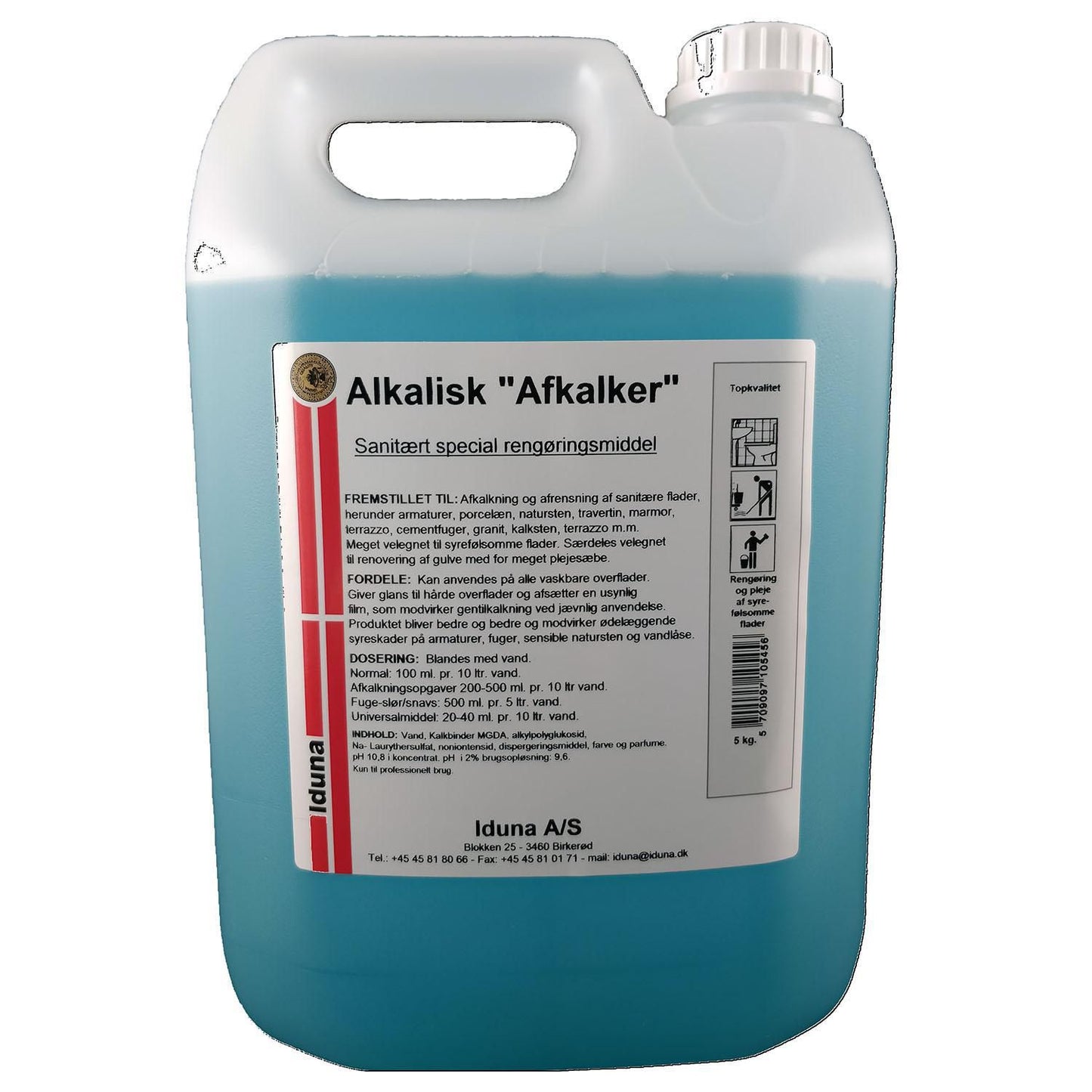 Kalkfjerner Alkalisk Iduna Afkalker 5ltr Grøn til alle vaskbare overflader,5 ltr/dnk