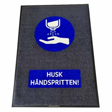Måtte 90x150 cm med HUSK HÅNDSPRITTEN,stk