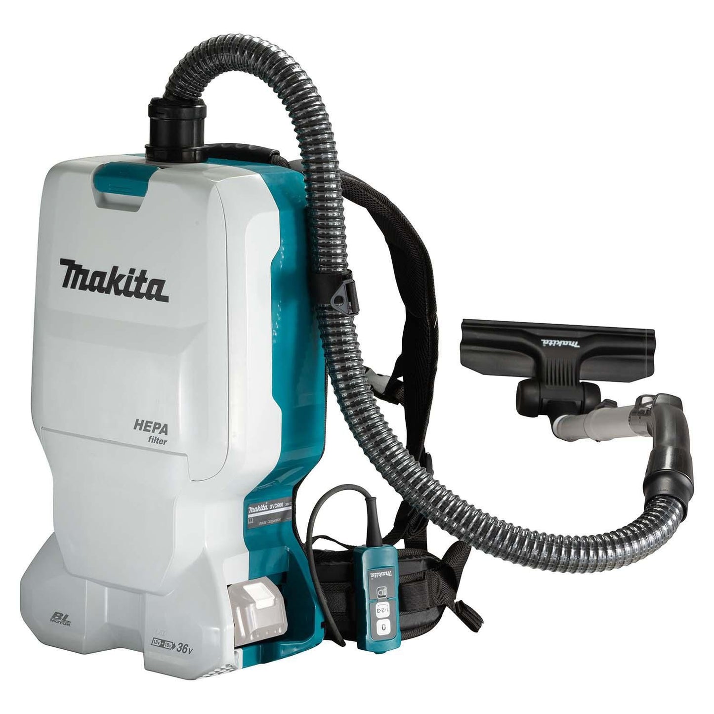 Støvsuger Rygstøvsuger Makita LXT 2x18V 6ltr 5.9kg med Tilbehør u. Lader/Batteri,1 stk