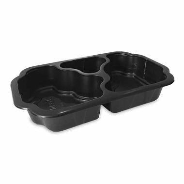 Bakke 3-rum Take Home 450/450/140 ml 250x159x45 mm PP Sort,300 stk/krt