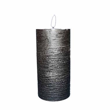 LED bloklys 7.5x15 cm med 3D flamme Sort,stk