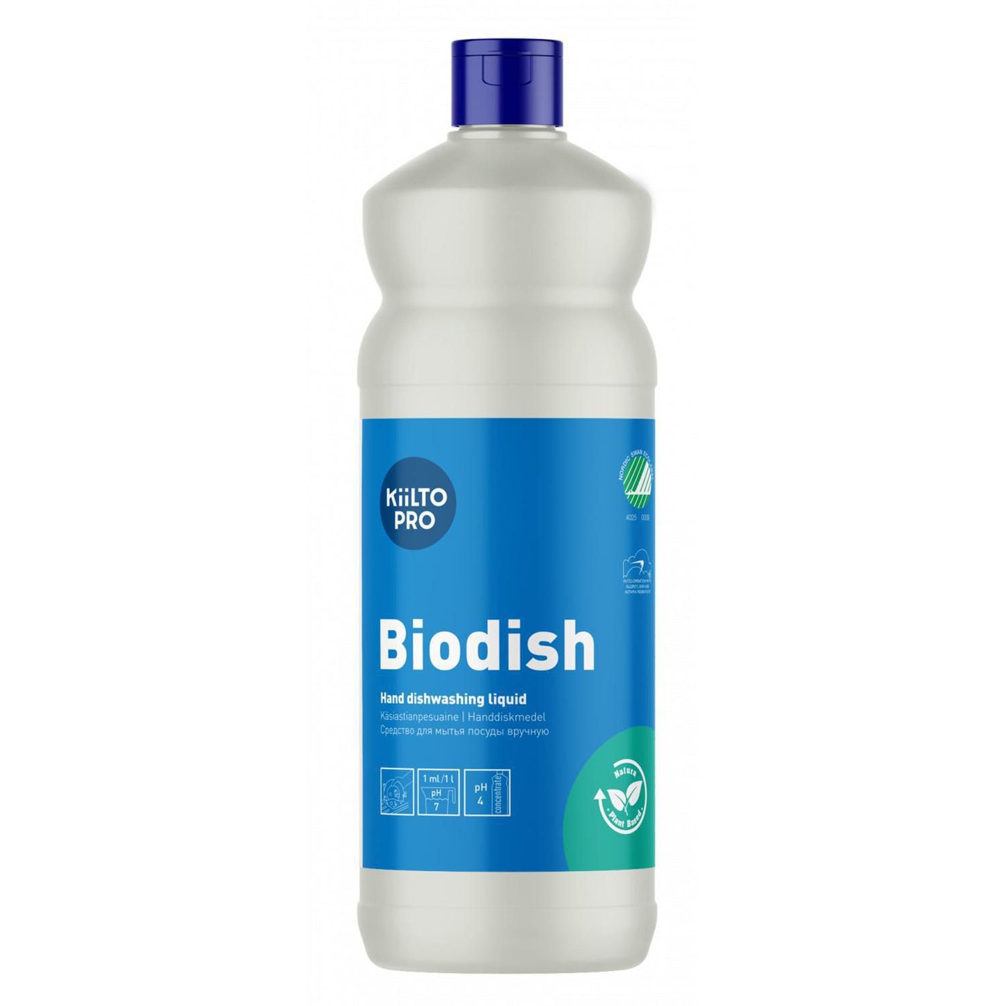 Håndopvask Kiilto Natura Biodish Svanemærket uden farve og parfume 1 ltr,1 ltr/fl