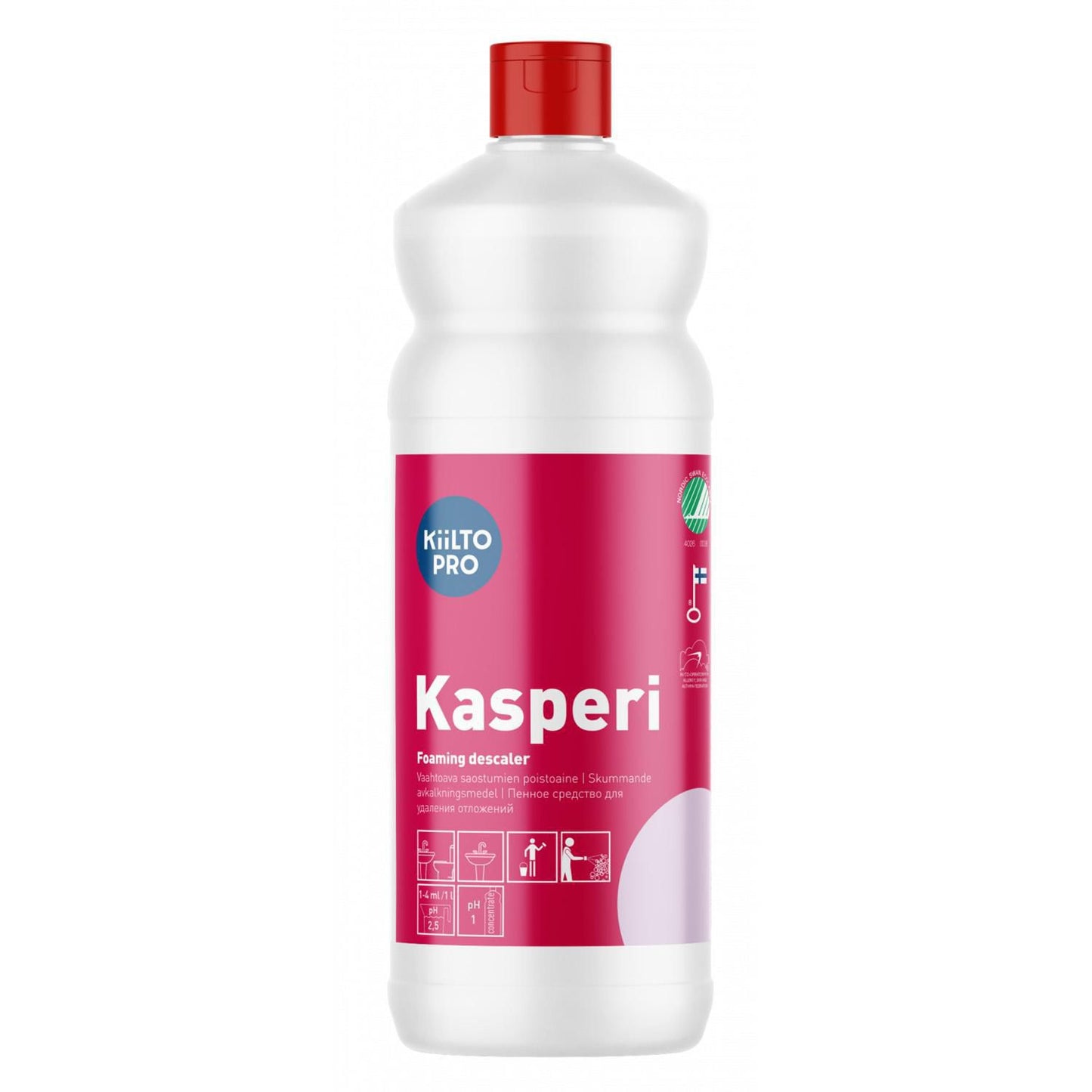 Kalkfjerner Stærkt surt Kiilto Kasperi 1ltr Svanemærket uden Farve/Parfume,1 ltr/fl