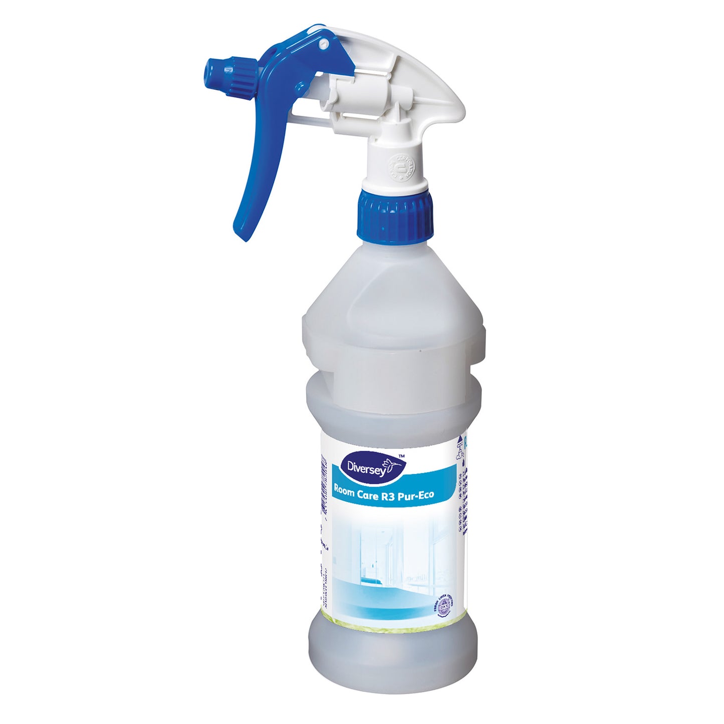 Flaske Tom Spray 300ml med Hoved/Label Grå/Blå til Room Care R3 Pur-Eco,1 stk