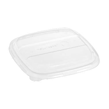 Plastlåg 170x170x10 mm square bionedbrydelig PLA klar til bakke 500 ml,4 ps x 125 stk/krt