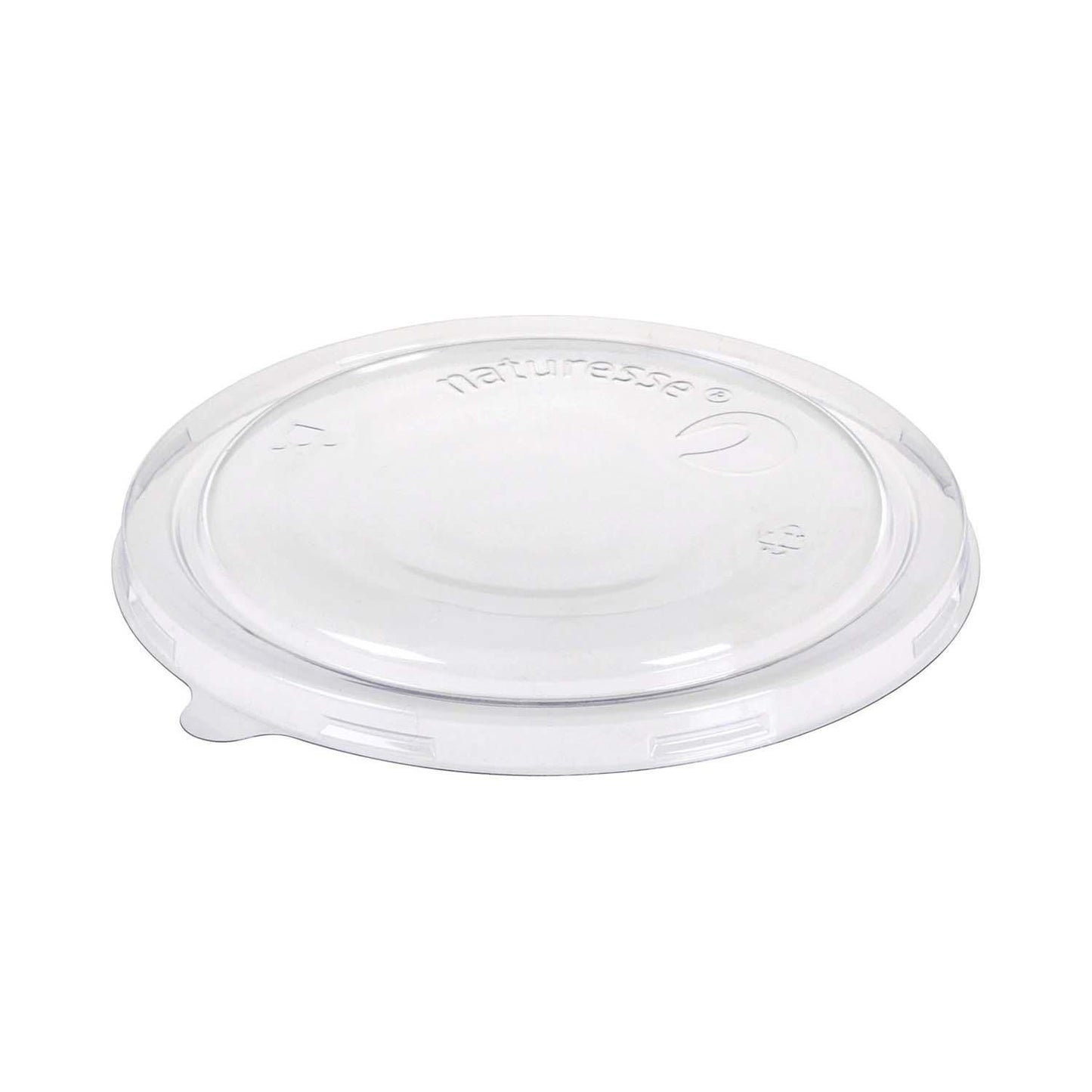 Plastlåg Ø120x10 mm rund bionedbrydelig PLA klar til bakke 360 ml,8 ps x 50 stk/krt