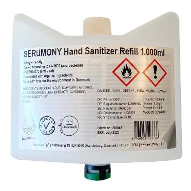 Hånddesinfektion Serumony Refill til dispenser 1 ltr,5 x 1 ltr/krt