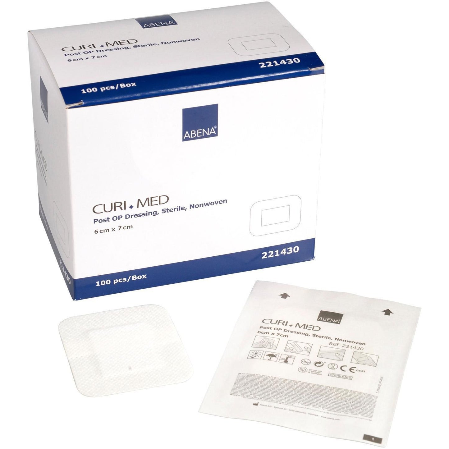 Plaster Post-OP forbinding Abena Curi-Med 6x7cm steril Hvid,100 stk/pk