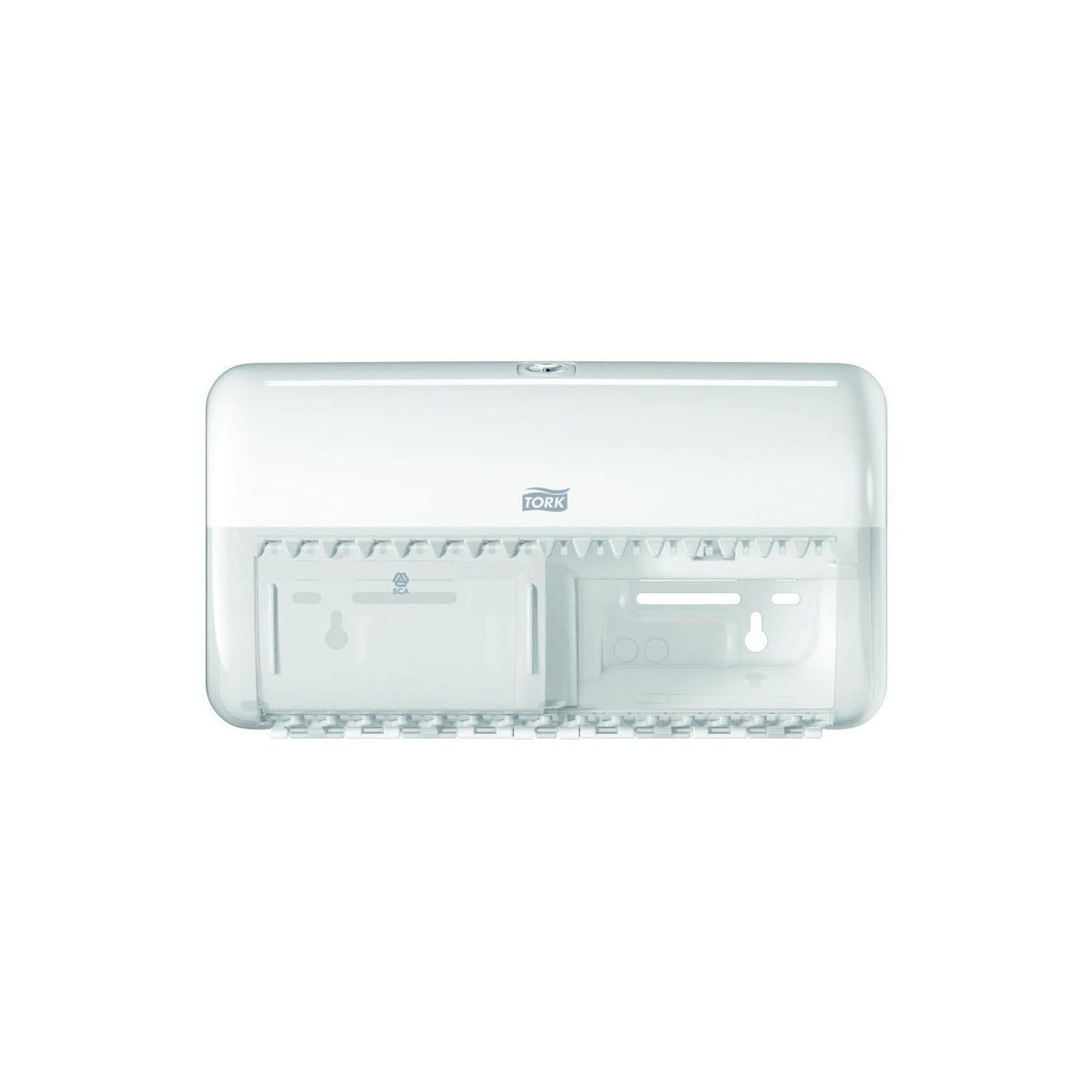 Dispenser Toiletpapir Tork Twin T4 ABS Plast Hvid til almindelige 2 rl,1 stk