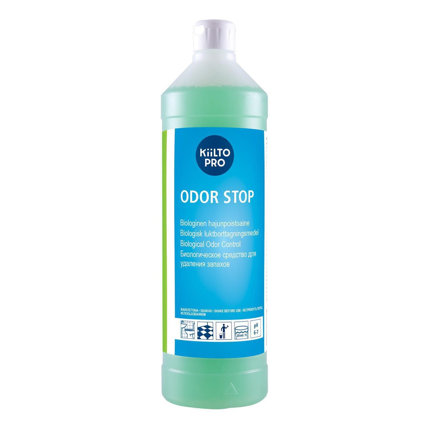 Lugtfjerner Kiilto Pro Odor Stop 1ltr med Parfume Biologisk Koncentrat,12 fl x 1 ltr/krt