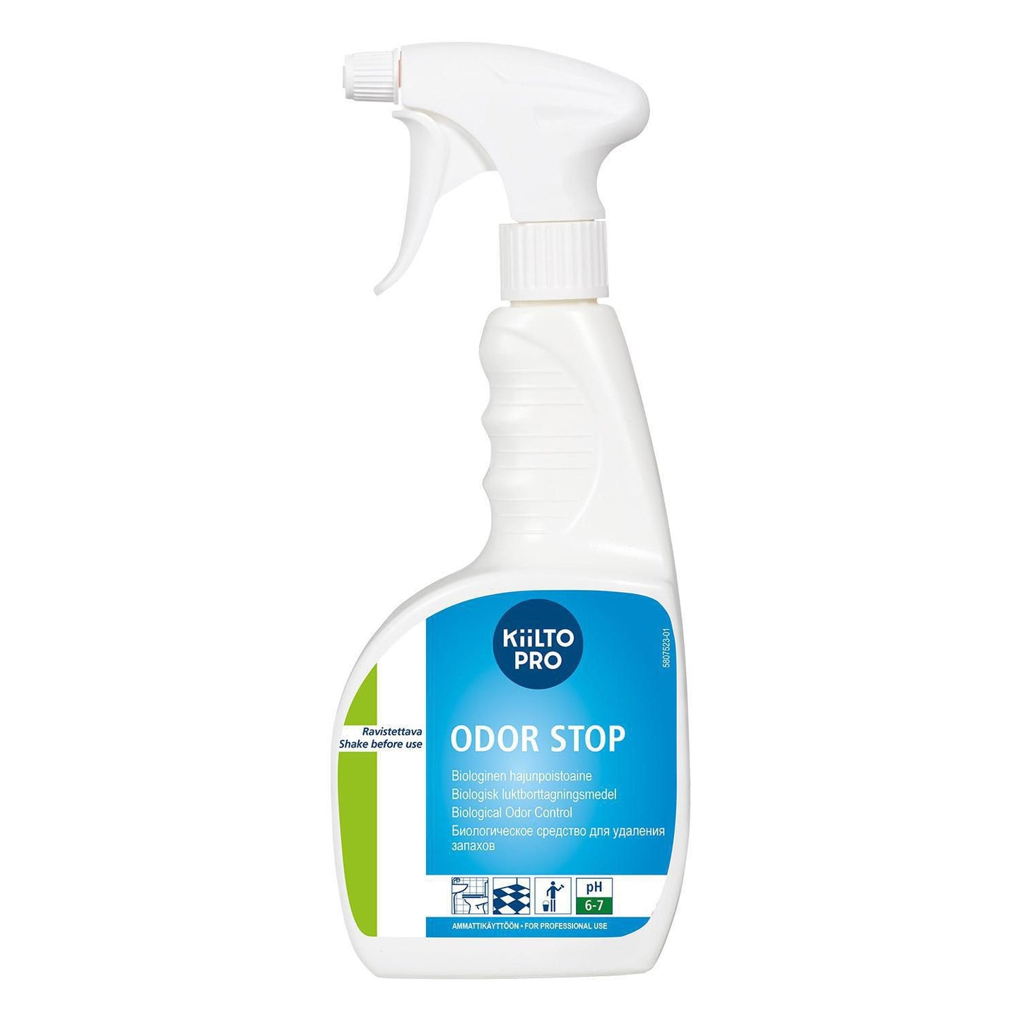 Lugtfjerner Kiilto Pro Odor Stop 750ml med Parfume/Spray Biologisk Klar-til-brug,9 fl x 750 ml/krt