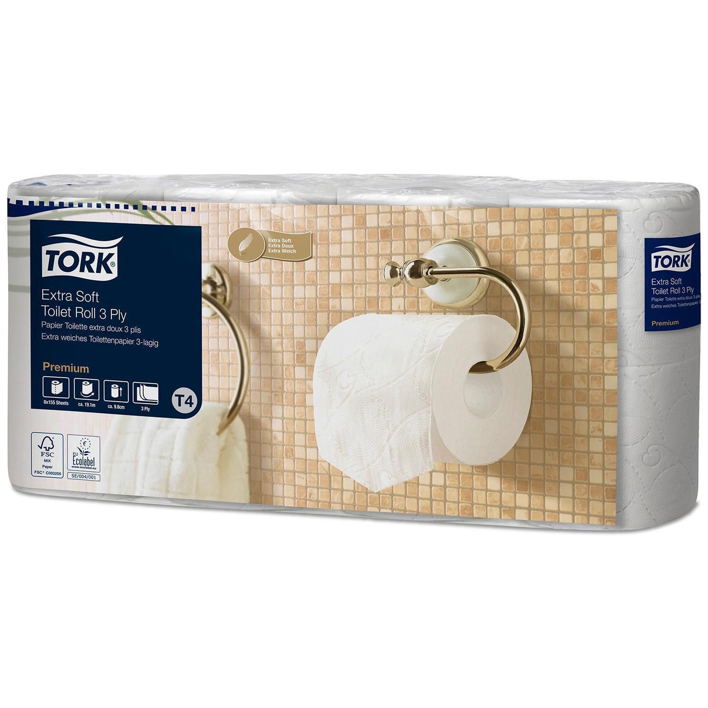 Toiletpapir Tork Extra Soft 3 lag 19.1m Hvid,7 pk x 8 rl/krt