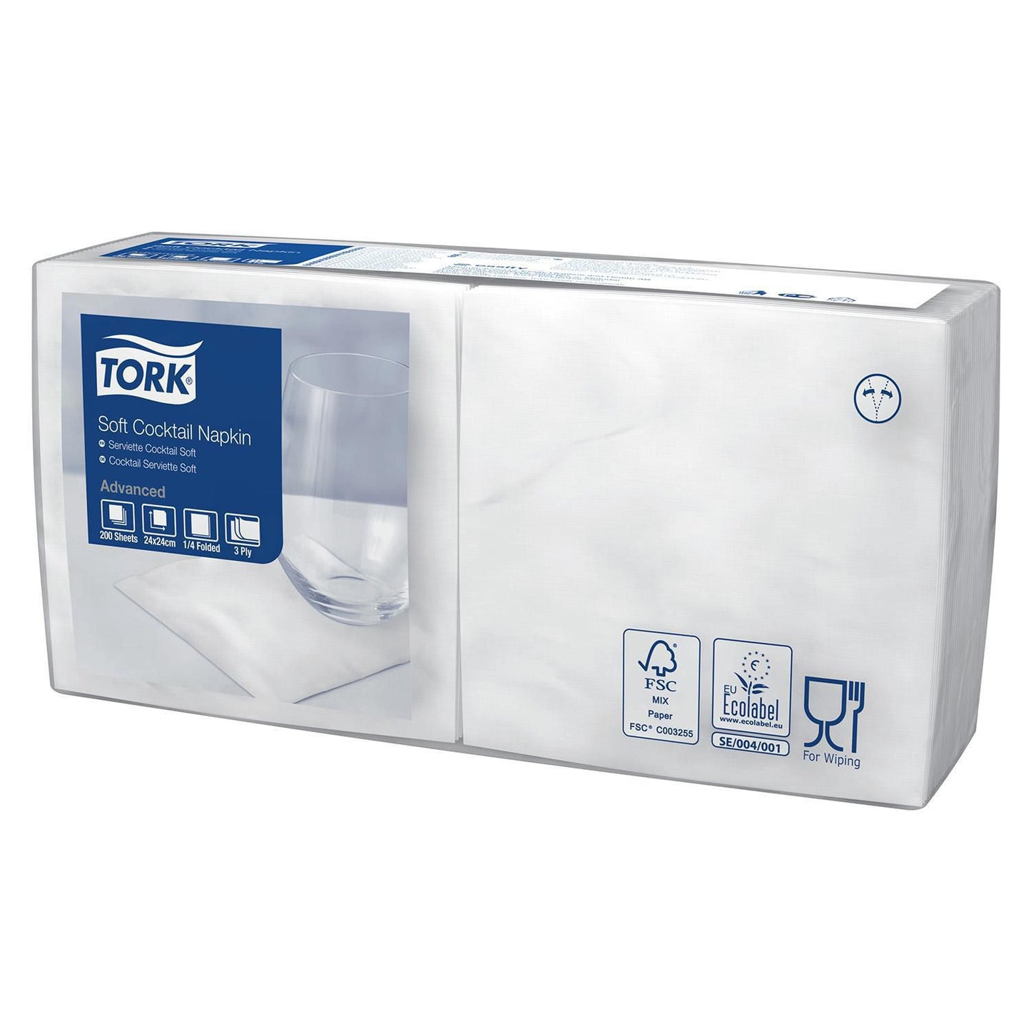 Serviet Tork 24x24cm 3-lag Hvid,200 stk/pk
