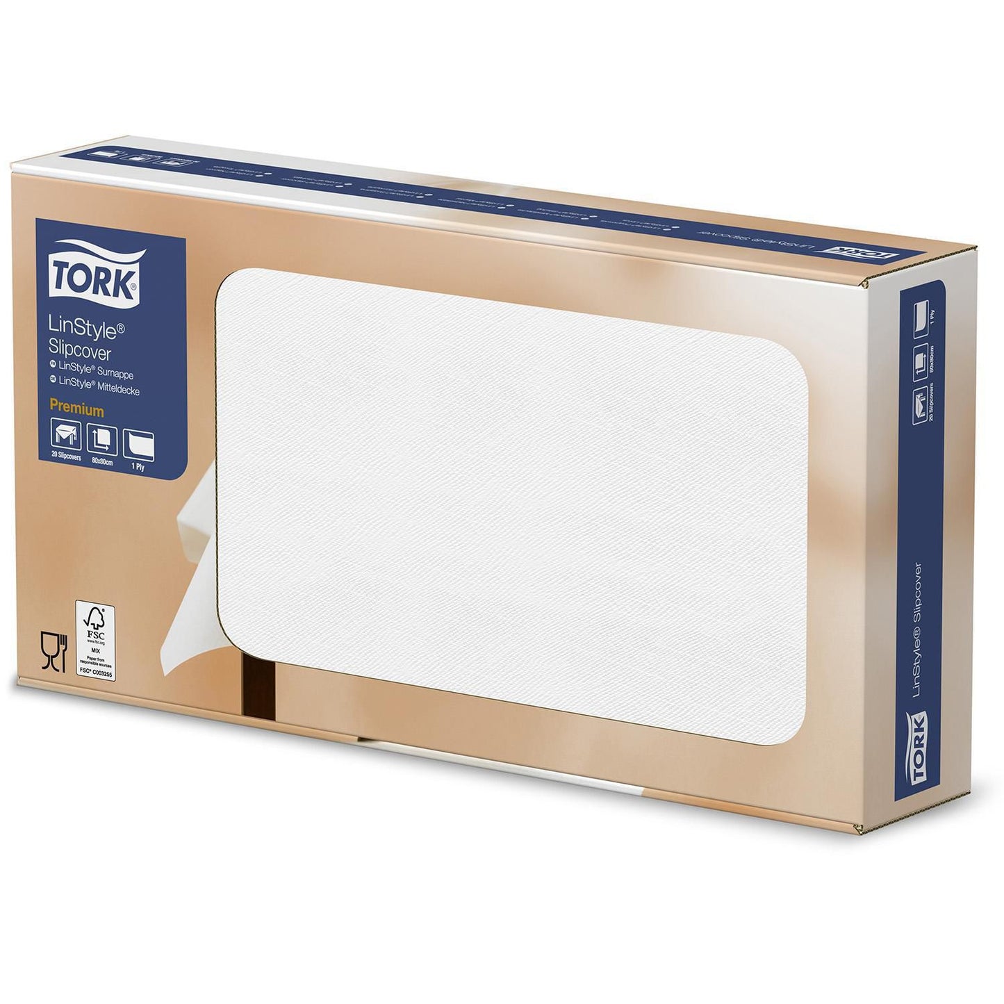 Dug Stikdug Tork LinStyle 80x80cm Hvid,20 stk/pk