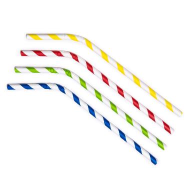 Sugerør Ø6x245 mm med knæk Bionedbrydelig Papir Forskellige farver,500 stk/ps