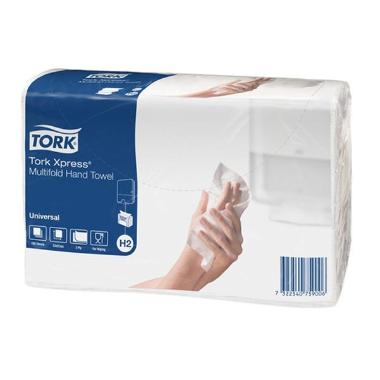 Håndklædeark Tork Universal H2 Z-Fold 2-lag L23.4xB21.3xD7.8cm Genbrug Hvid,20 pk x 190 stk/krt
