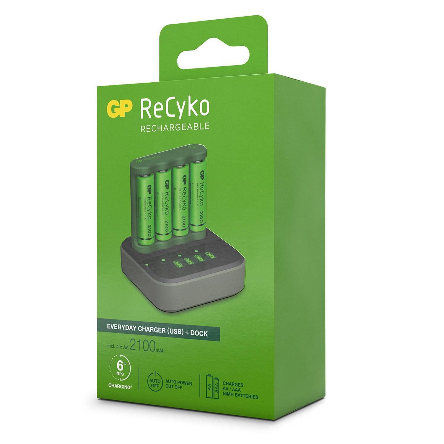 Oplader GP ReCyko Everyday til AA og AAA. Inkl. 4 stk AA genopladelige batterier,stk