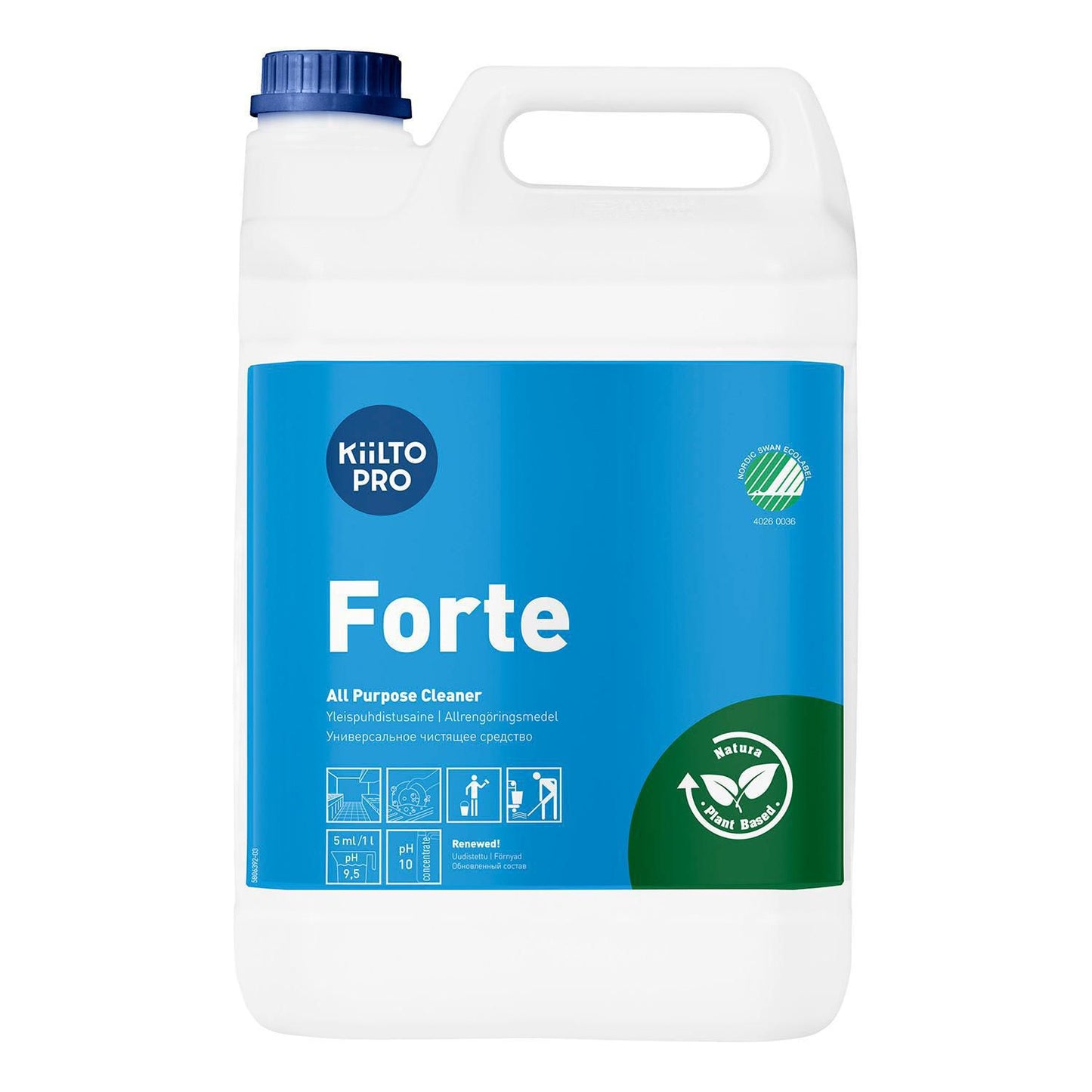 Universalrengøring Kiilto Natura Forte til køkken Svane uden farve/parfume 5 ltr,5 ltr/dnk