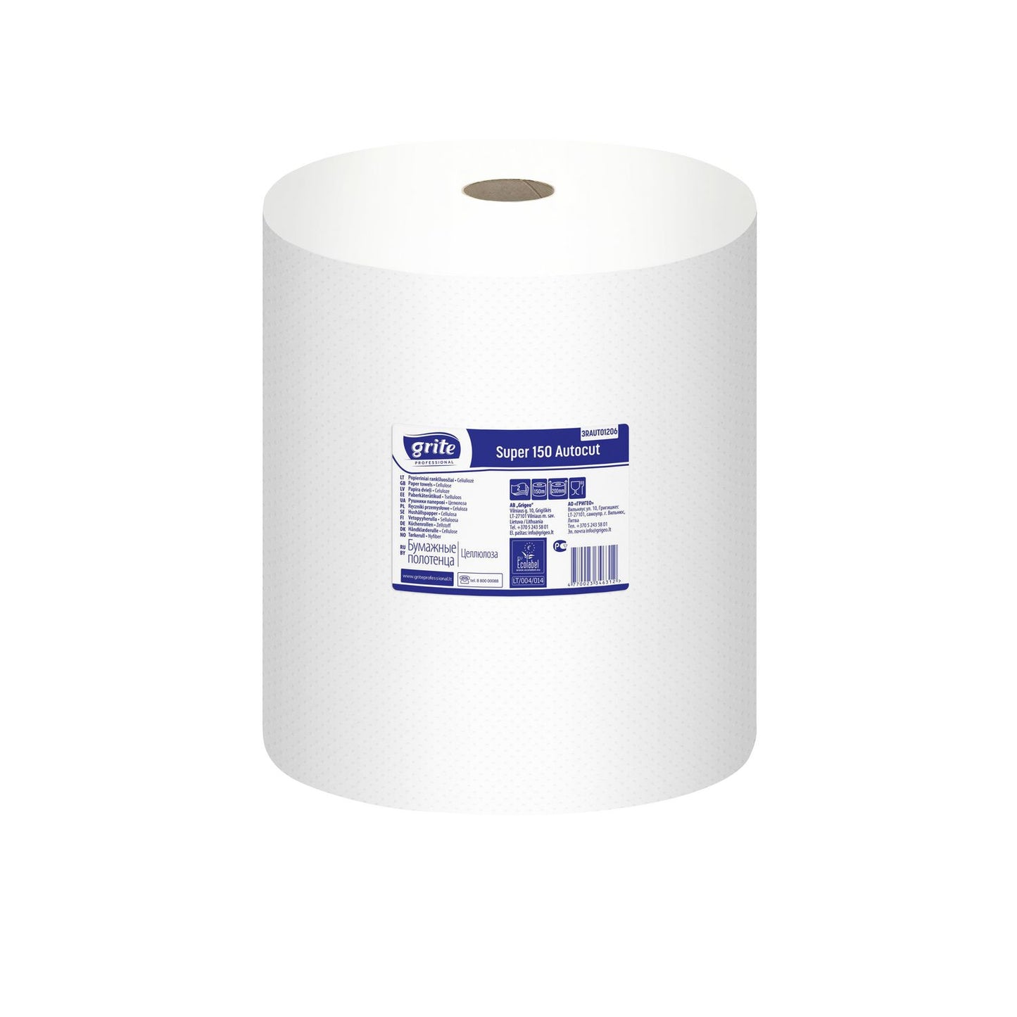 Håndklæderulle Grite System 2-lag Ø19xB20cmxL150m Nyfiber Hvid,6 rl/krt