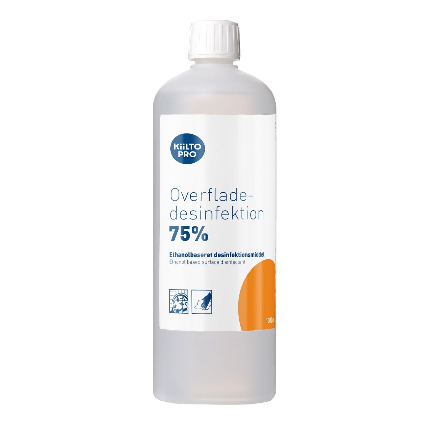 Desinfektion Flaske Kiilto Pro Overfladedesinfektion 75% 1ltr Fødevaregodkendt,12 fl x 1 ltr/krt