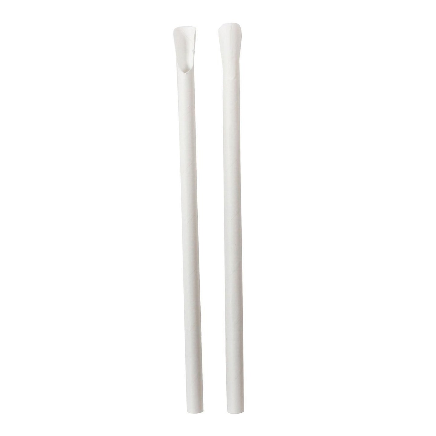 Sugerør Ø8x210mm uden knæk bionedbrydelig med spade/ske Hvid,125 stk/ps