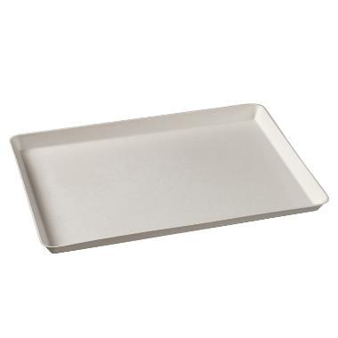 Bakke platte 271x185x20 mm stor Kanopee bagasse af sukkerrør Hvid,8 pk x 25 stk/krt