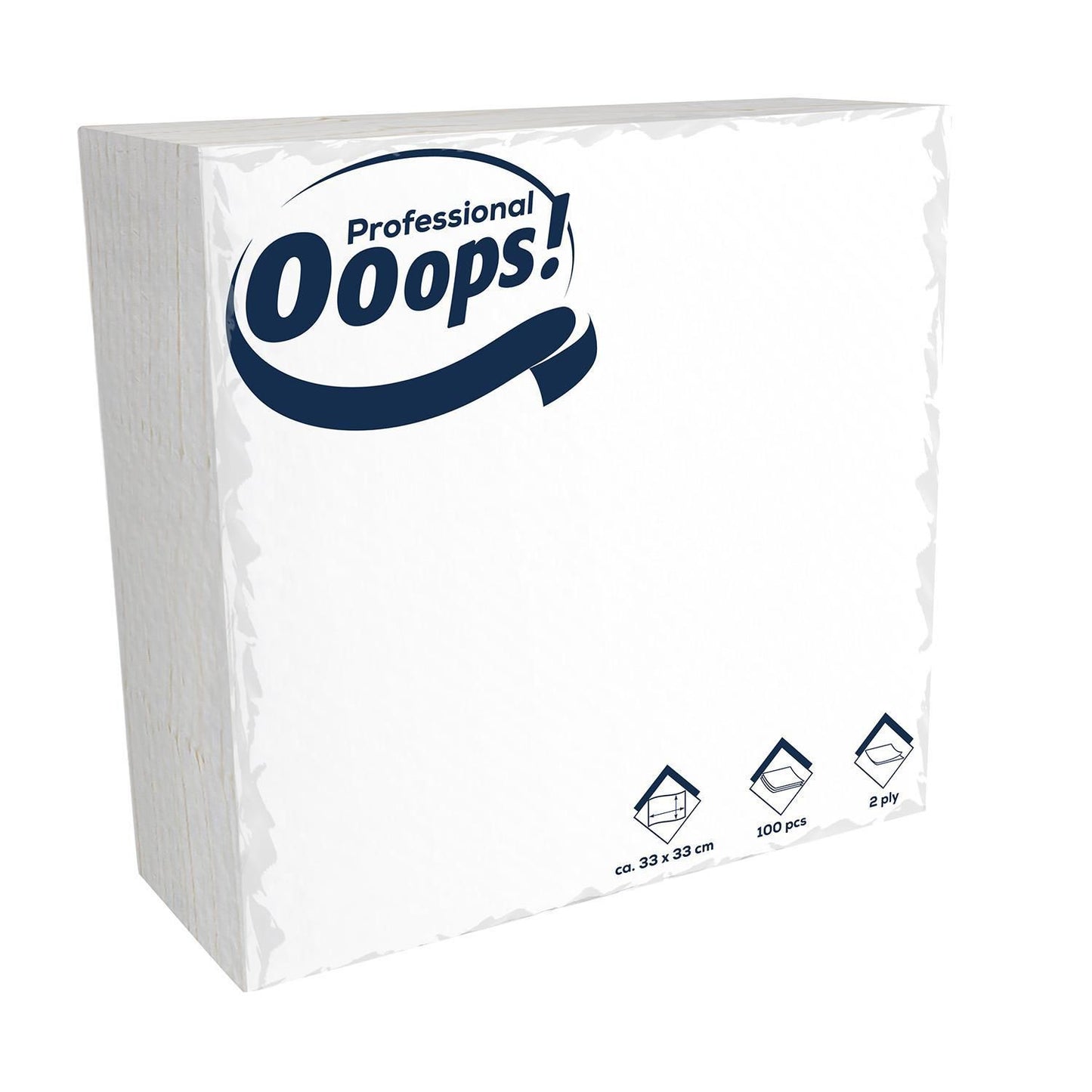 Serviet Ooops! 32x32 cm 2-lag Hvid,20 pk x 100 stk/krt