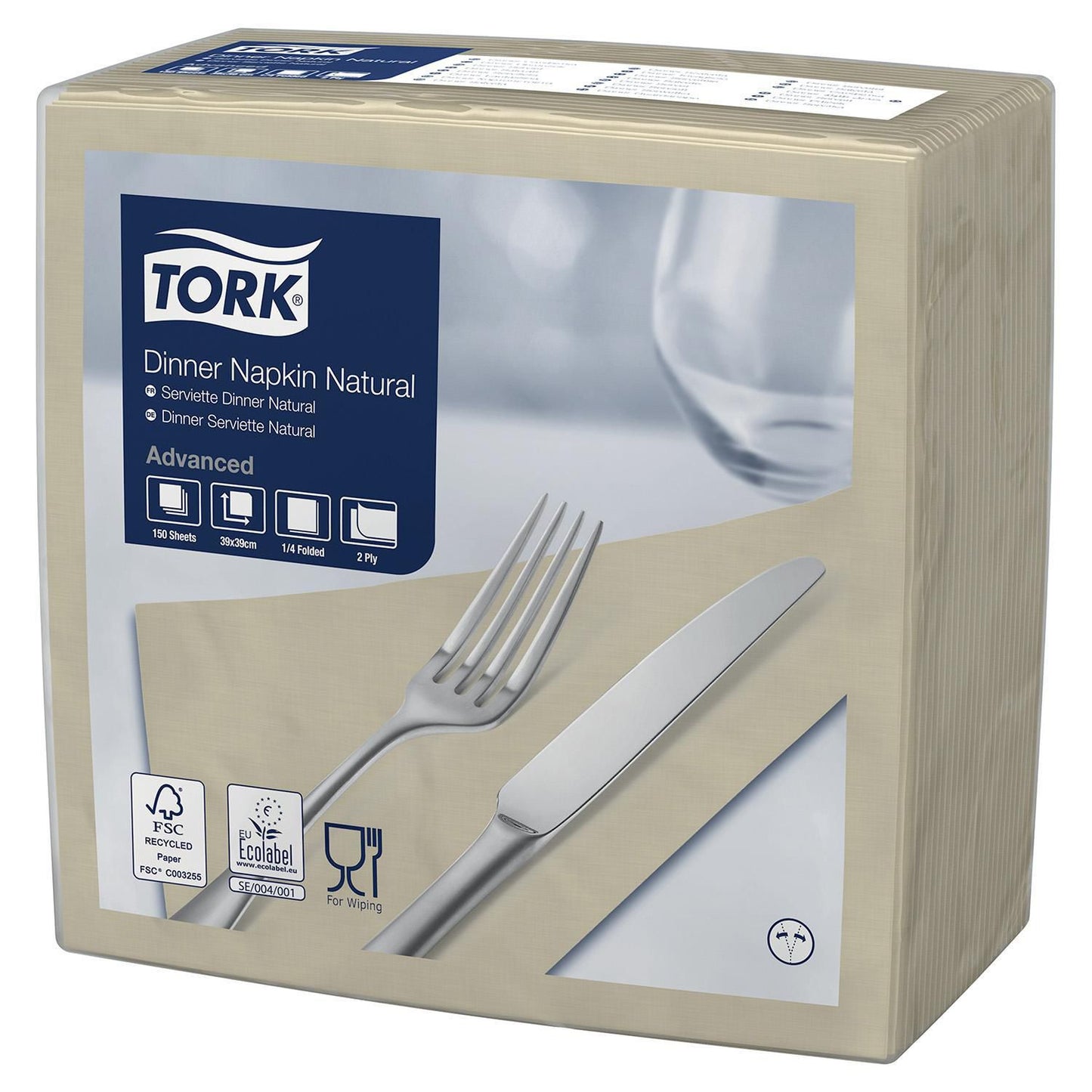 Serviet Tork 39x39cm 2-lag Natur,12 pk x 150 stk/krt