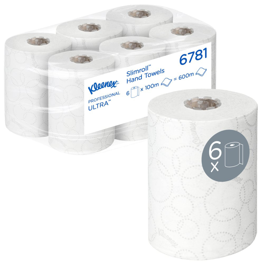 Håndklæderulle Kleenex Ultra Slimroll 19,8cm x 100m Hvid,6 rl/krt