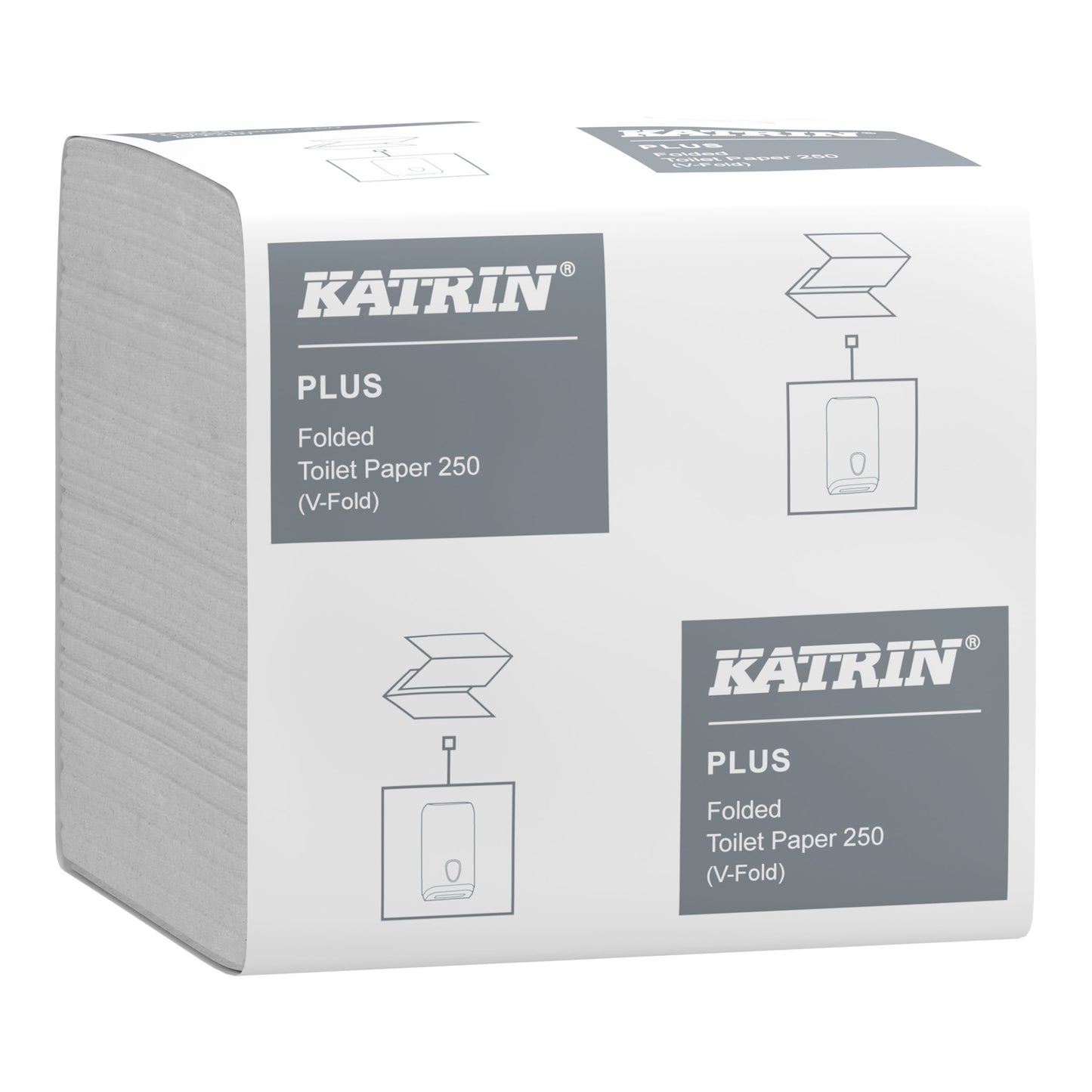 Toiletpapir Bulk i ark Katrin Plus 2-lag 23x10.3cm Hvid,40 pk x 250 stk/krt