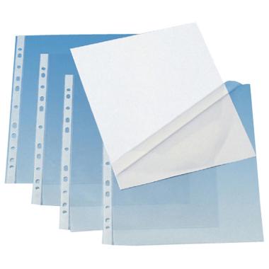 Plastlomme Q-connect klar åben top/side 0,08mm præget A4 PP,100 stk/pk