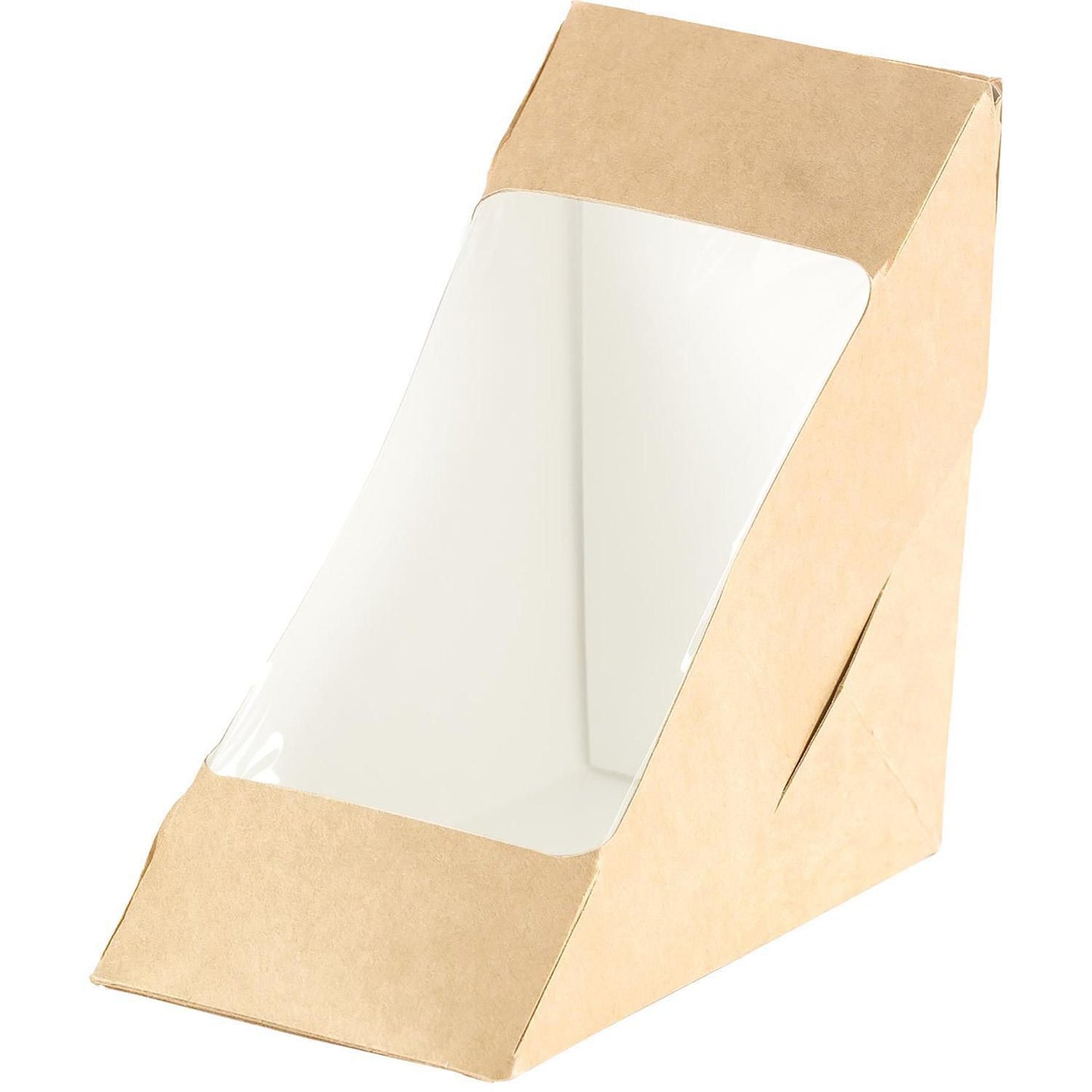 Sandwichæske L175 x B75 x H90mm Karton med rude PLA brun,650 stk/krt