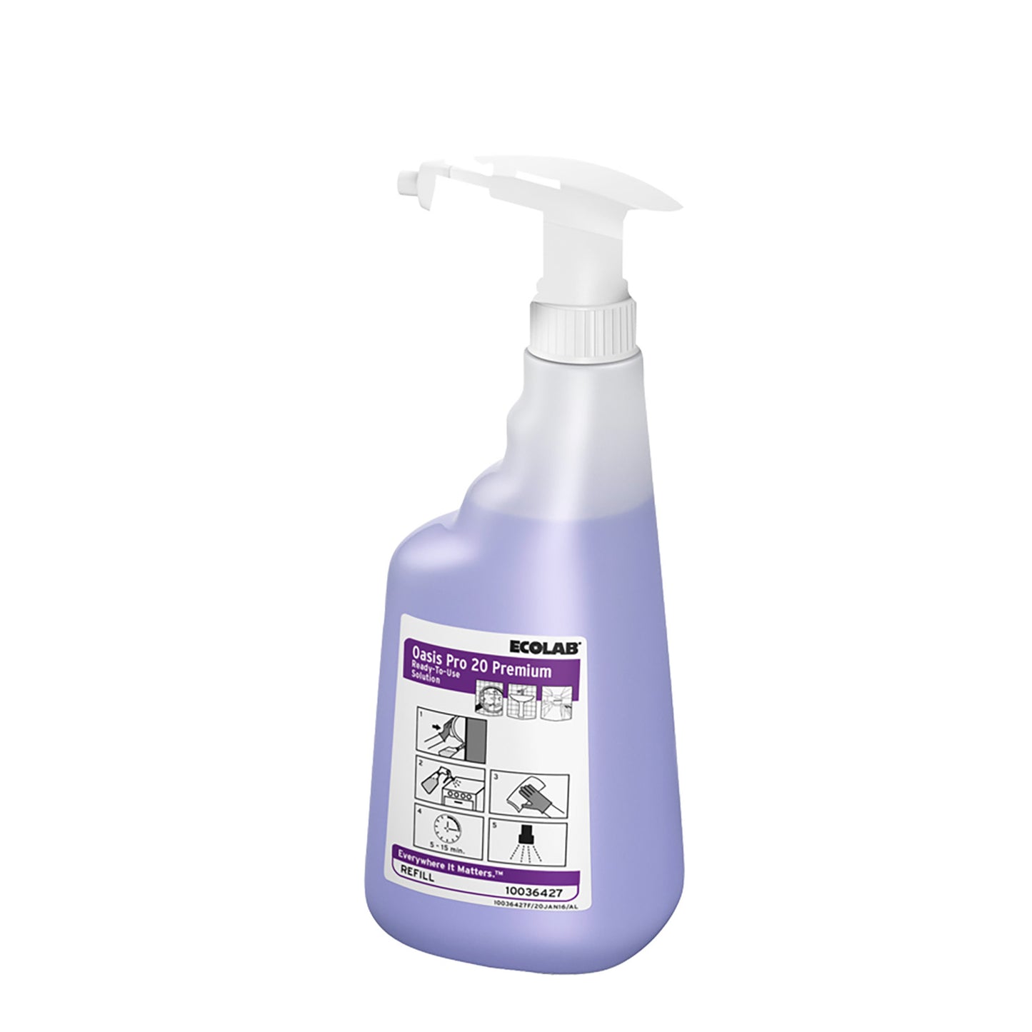 Flaske Tom Skum 650ml med Hoved/Tryk Klar til Oasis Pro 20 Premium,6 stk/krt