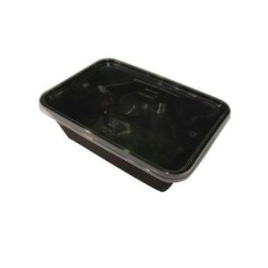 Plastbakke Nudelbakke 750ml L175xB120xH58mm sort med låg til microovn,250 stk/krt