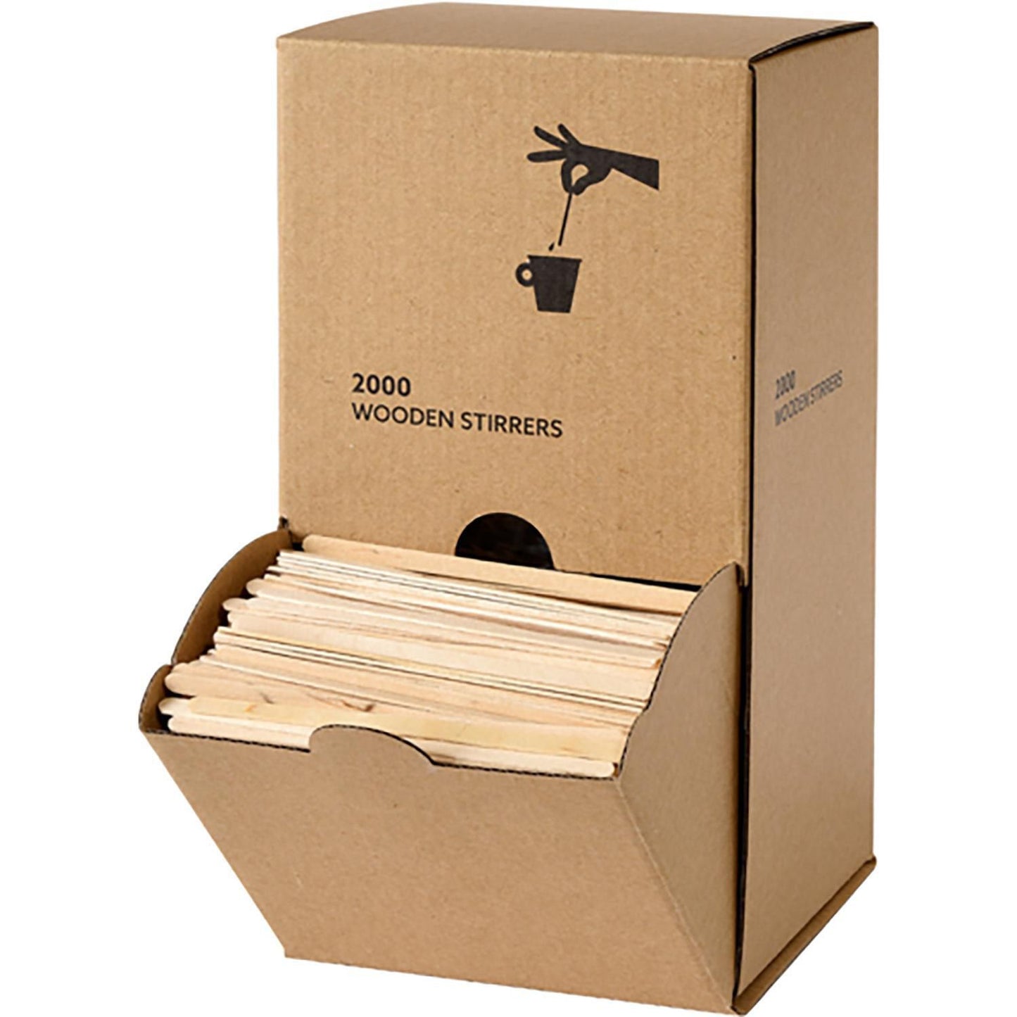 Rørepind i dispenser L110xB5xH1mm træ natur,2000 stk/krt