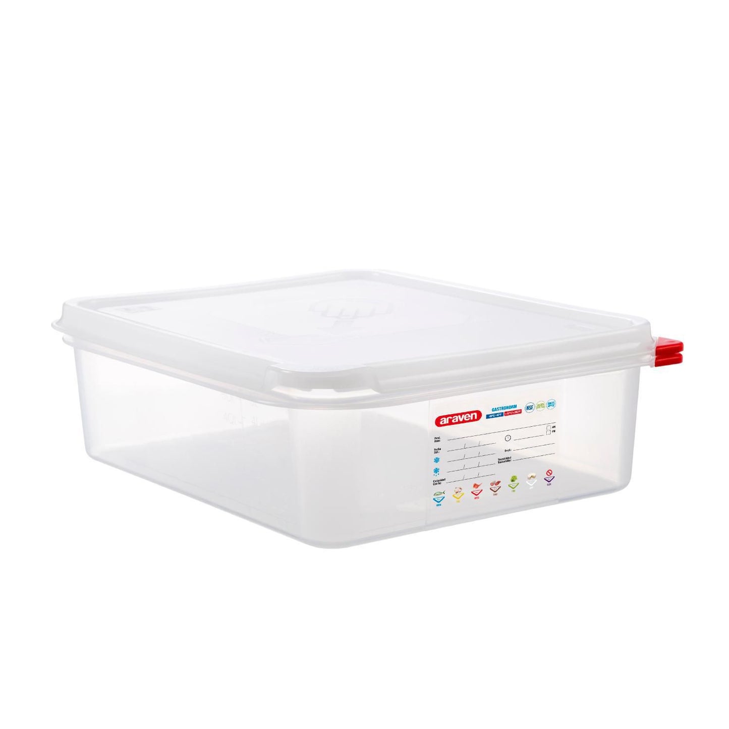 Beholder Araven lufttæt L32.5xB26.5xH10cm 1/2GN 6.5ltr polypropylen låg klar,stk