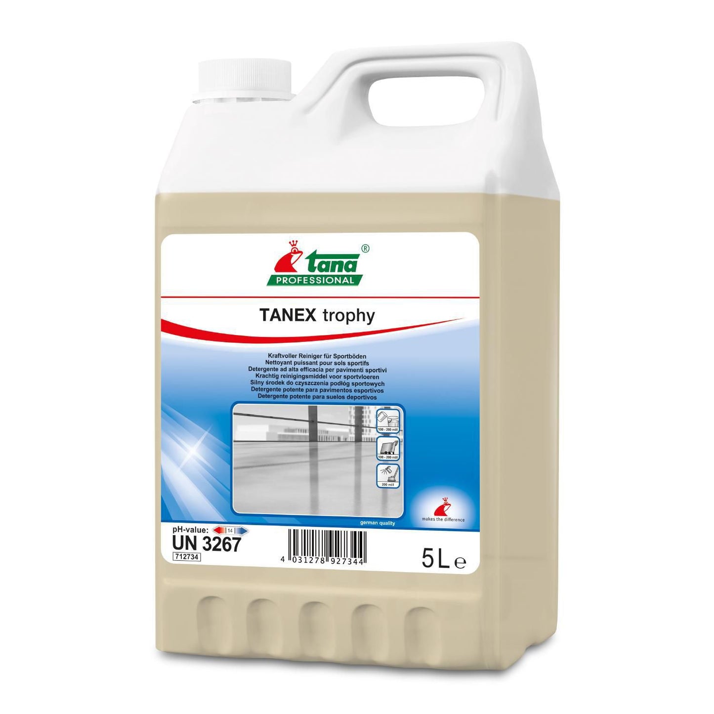 Gulvrengøring Tanex Trophy 5ltr med Parfume Maskine til sportsgulve,2 dnk x 5 ltr/krt
