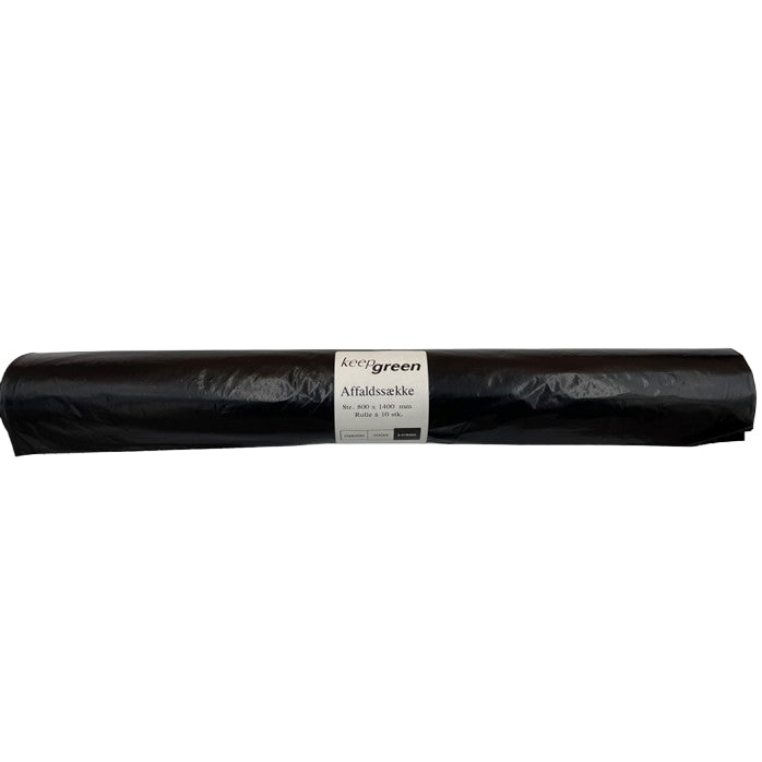 Sæk KeepGreen B800xL1400mm 80my Ekstra Strong Sort,10 rl x 10 stk/krt