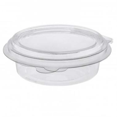 Bæger/indsats Deli Pot Topper rund 165 ml Ø101xH35mm RPET hængslet låg Klar,396 stk/krt