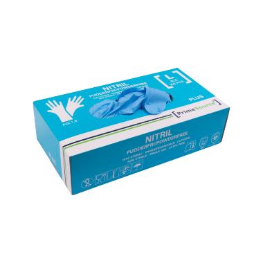 Engangshandske, L, Blå, nitril, pudderfri (100stk) Primesource PLUS+