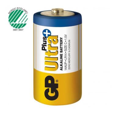 Batteri GP Ultra Plus Alkaline C 14AUP/LR14 Bulk 24 stk Svanemærket,24 stk/pk